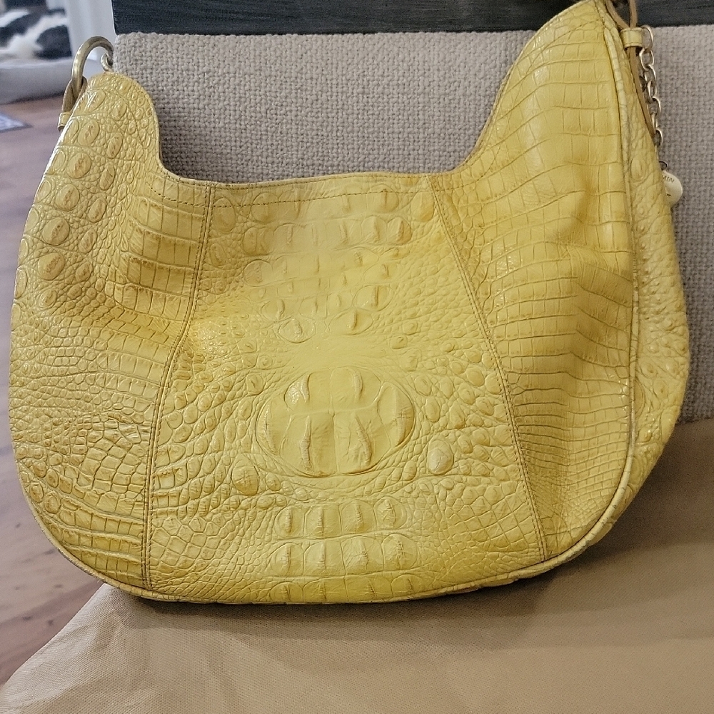 Brahmin Yellow Crocodile-Embossed Leather Hobo Bag - Picture 3 of 3